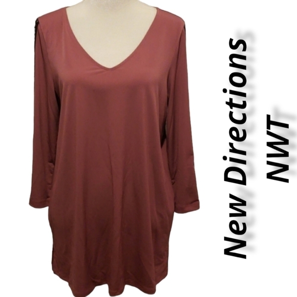 New Directions Tunic Pink Leather Lace up NWT M - Picture 2 of 8